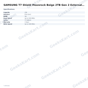 SAMSUNG T7 Shield Moonrock Beige 2TB Gen 2 External SSD