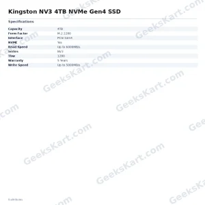 Kingston NV3 4TB NVMe Gen4 SSD