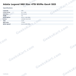 Adata Legend 960 Max 4TB NVMe Gen4 SSD