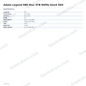 Adata Legend 960 Max 4TB NVMe Gen4 SSD