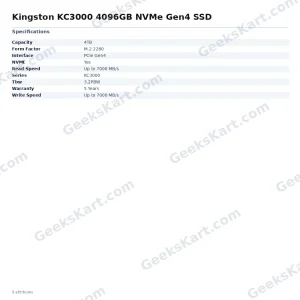 Kingston KC3000 4096GB NVMe Gen4 SSD