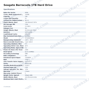 Seagate Barracuda 1TB Hard Drive