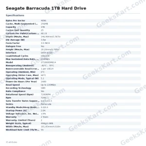 Seagate Barracuda 1TB Hard Drive