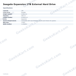 Seagate Expansion 1TB External Hard Drive