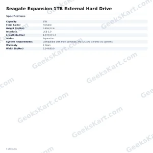 Seagate Expansion 1TB External Hard Drive
