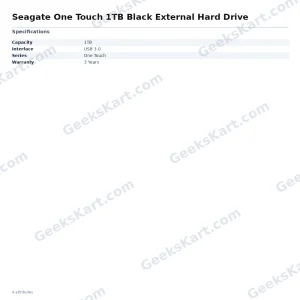Seagate One Touch 1TB Black External Hard Drive