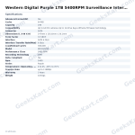 Western Digital Purple 1TB 5400RPM Surveillance Internal Hard Drive