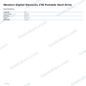 Western Digital Elements 2TB Portable Hard Drive