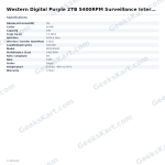 Western Digital Purple 2TB 5400RPM Surveillance Internal Hard Drive