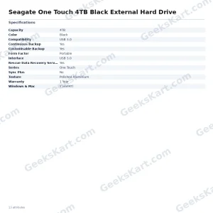 Seagate One Touch 4TB Black External Hard Drive