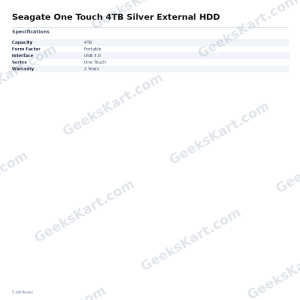 Seagate One Touch 4TB Silver External HDD