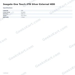 Seagate One Touch 4TB Silver External HDD