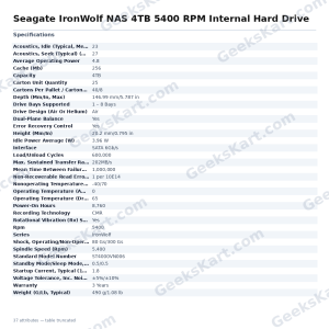 Seagate IronWolf NAS 4TB 5400 RPM Internal Hard Drive