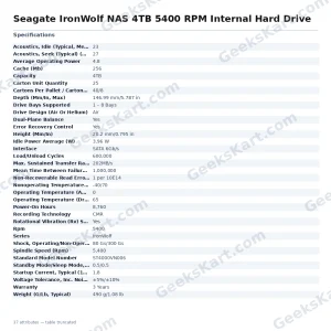 Seagate IronWolf NAS 4TB 5400 RPM Internal Hard Drive