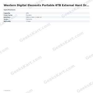 Western Digital Elements Portable 6TB External Hard Drive