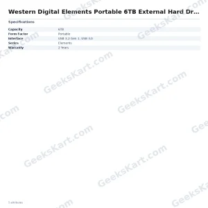 Western Digital Elements Portable 6TB External Hard Drive