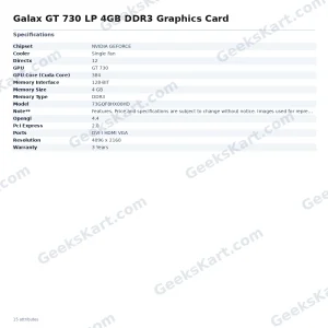 Galax GT 730 LP 4GB DDR3 Graphics Card