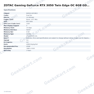 ZOTAC Gaming GeForce RTX 3050 Twin Edge OC 6GB GDDR6 GPU