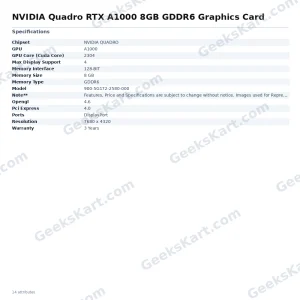 NVIDIA Quadro RTX A1000 8GB GDDR6 Graphics Card