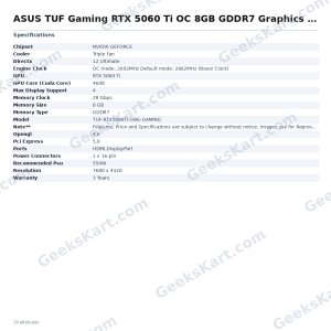 ASUS TUF Gaming RTX 5060 Ti OC 8GB GDDR7 Graphics Card