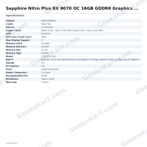 Sapphire Nitro Plus RX 9070 OC 16GB GDDR6 Graphics Card
