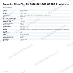 Sapphire Nitro Plus RX 9070 OC 16GB GDDR6 Graphics Card