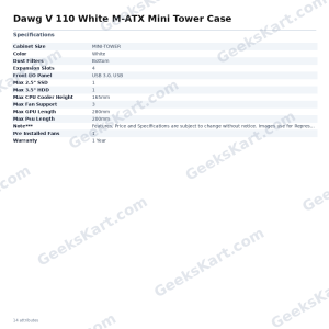 Dawg V 110 White M-ATX Mini Tower Case