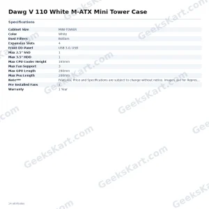 Dawg V 110 White M-ATX Mini Tower Case
