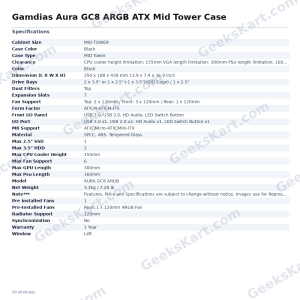 Gamdias Aura GC8 ARGB ATX Mid Tower Case