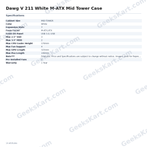 Dawg V 211 White M-ATX Mid Tower Case