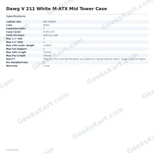 Dawg V 211 White M-ATX Mid Tower Case