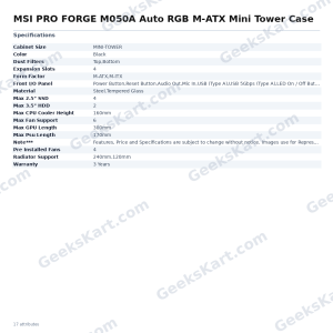 MSI PRO FORGE M050A Auto RGB M-ATX Mini Tower Case