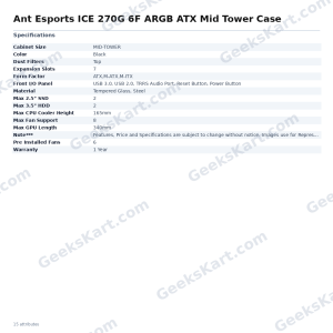 Ant Esports ICE 270G 6F ARGB ATX Mid Tower Case