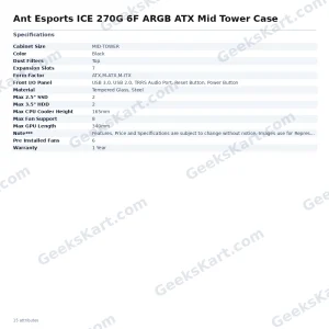 Ant Esports ICE 270G 6F ARGB ATX Mid Tower Case
