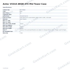 Antec VX310 ARGB ATX Mid Tower Case