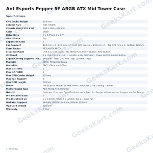 Ant Esports Pepper 5F ARGB ATX Mid Tower Case