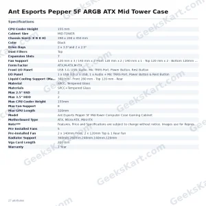 Ant Esports Pepper 5F ARGB ATX Mid Tower Case