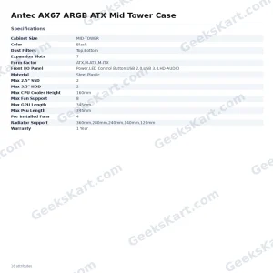 Antec AX67 ARGB ATX Mid Tower Case