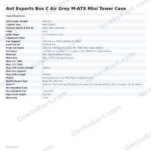 Ant Esports Box C Air Grey M-ATX Mini Tower Case