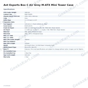 Ant Esports Box C Air Grey M-ATX Mini Tower Case