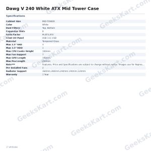 Dawg V 240 White ATX Mid Tower Case