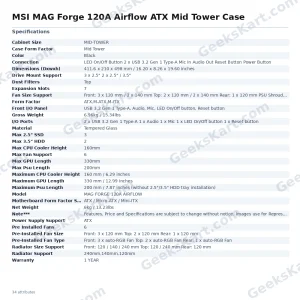 MSI MAG Forge 120A Airflow ATX Mid Tower Case