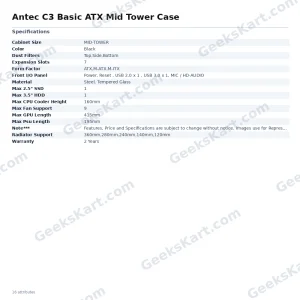 Antec C3 Basic ATX Mid Tower Case
