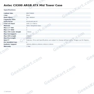 Antec CX300 ARGB ATX Mid Tower Case