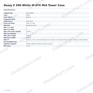 Dawg V 350 White M-ATX Mid Tower Case