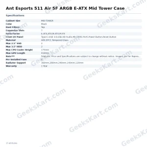 Ant Esports 511 Air 5F ARGB E-ATX Mid Tower Case