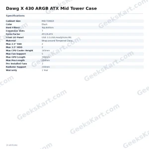 Dawg X 430 ARGB ATX Mid Tower Case