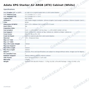 Adata XPG Starker Air ARGB (ATX) Cabinet (White)