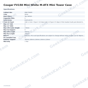 Cougar FV150 Mini White M-ATX Mini Tower Case