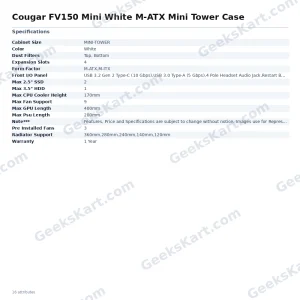 Cougar FV150 Mini White M-ATX Mini Tower Case